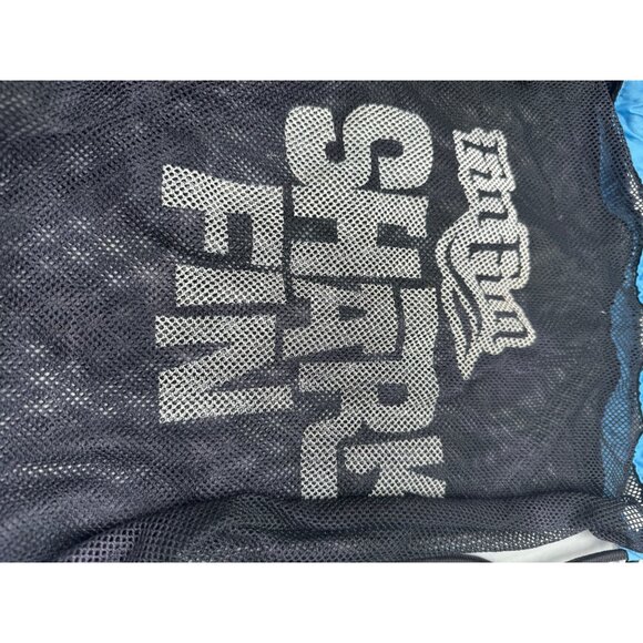 Fin fun Shark Fin Swim Mesh Bag Black/Blue drawstring 12.5x14" READ - Picture 2 of 6